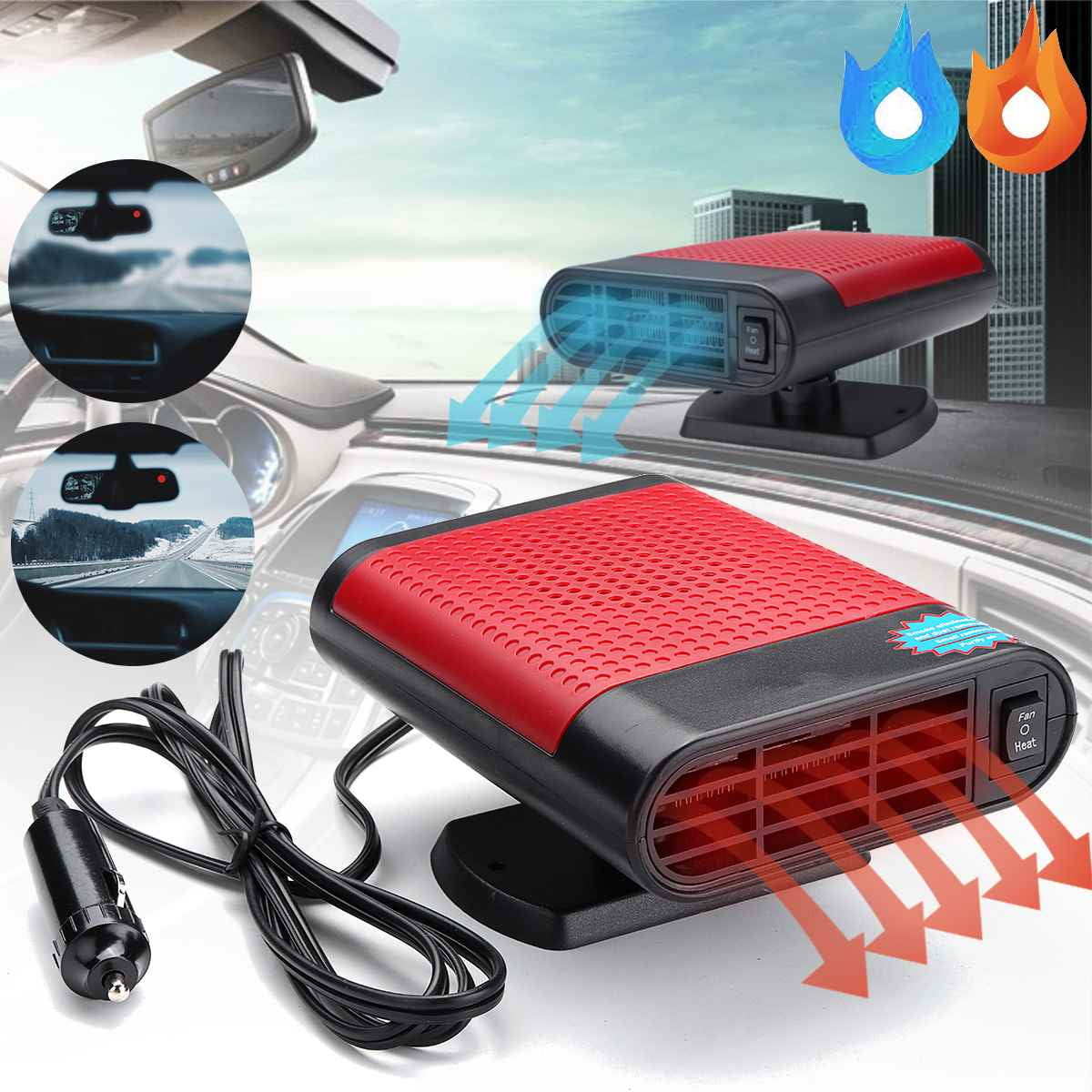Car Heater 12V 150W Car Heater 2 in 1 Heating Fan Defroster Demister Car Amplifier Cooling Fans Automotive Replacement Heater for Car SUV Truck Rv Trailer 