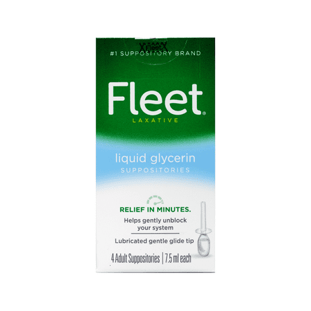 Fleet Liquid Glycerin Suppositories Laxative, Gentle Glide Tip, 4ct, 3-Pack