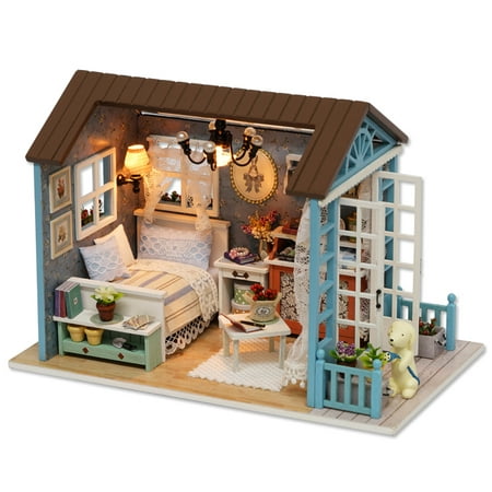 DIY Miniature Dollhouse Kit Realistic Mini 3D Wooden House Room Craft with Furniture LED Lights Christmas Birthday