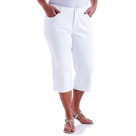 Just My Size - Women's Plus Classic Fit Tummy Control Twill Capri Pants ...