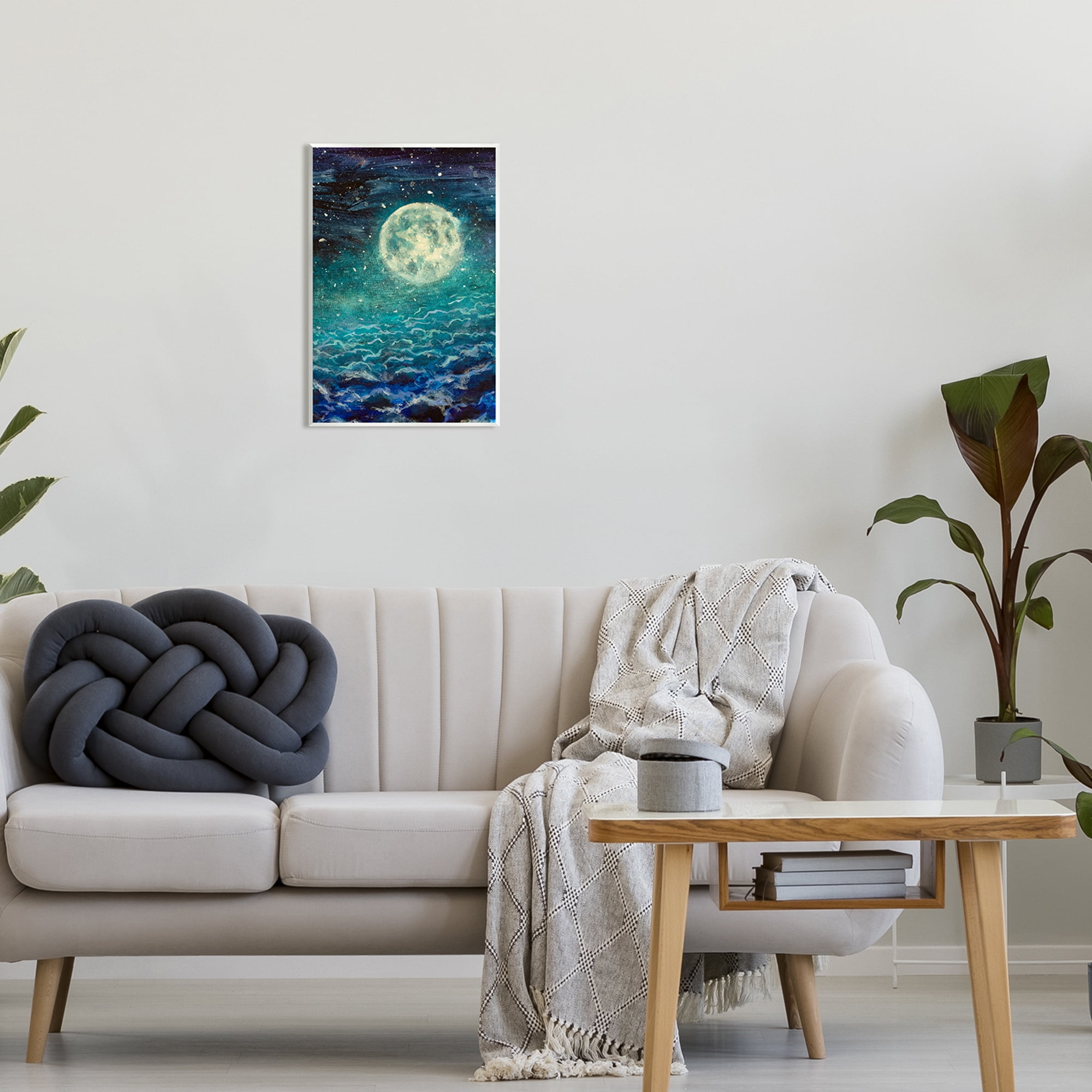 Stupell Industries Surreal Moon & Clouds Nature Painting Unframed Art Print Wall Art, 13 x 19