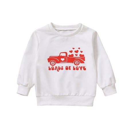 

LBECLEY 2T Long Sleeve Shirts Girls Pack Toddler Girls Valentine s Day Long Sleeve Letter Hearts Printed T Shirt Pullover Tops Girls Top 14 White 80