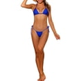thumbnail image 2 of Women's Halter Tie Side Bikini Sets 2 Piece Drawstring Thong Triangle Bottoms Basic Swimsuits Bathing Suit Medium Royal Blue, 2 of 3