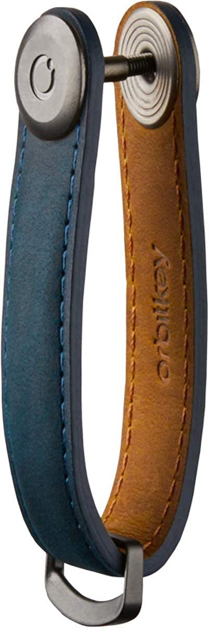 Orbitkey Leather Keychain Organizer - Holds 7 Keys, Marine Blue (4.7")