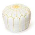 thumbnail image 6 of Embroidered Leather Pouf- White with Black Stitching, 6 of 6