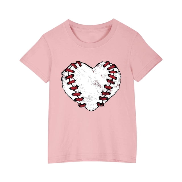 Robe à Manches Courtes Chemise à Manches Courtes pour Tout-Petits Garçons Filles Imprimé Baseball T-Shirt Mode Mignon Col Rond Imprimé Haut à Manches Courtes Chemise de Baseball pour Garçons Hauts à Manches Courtes