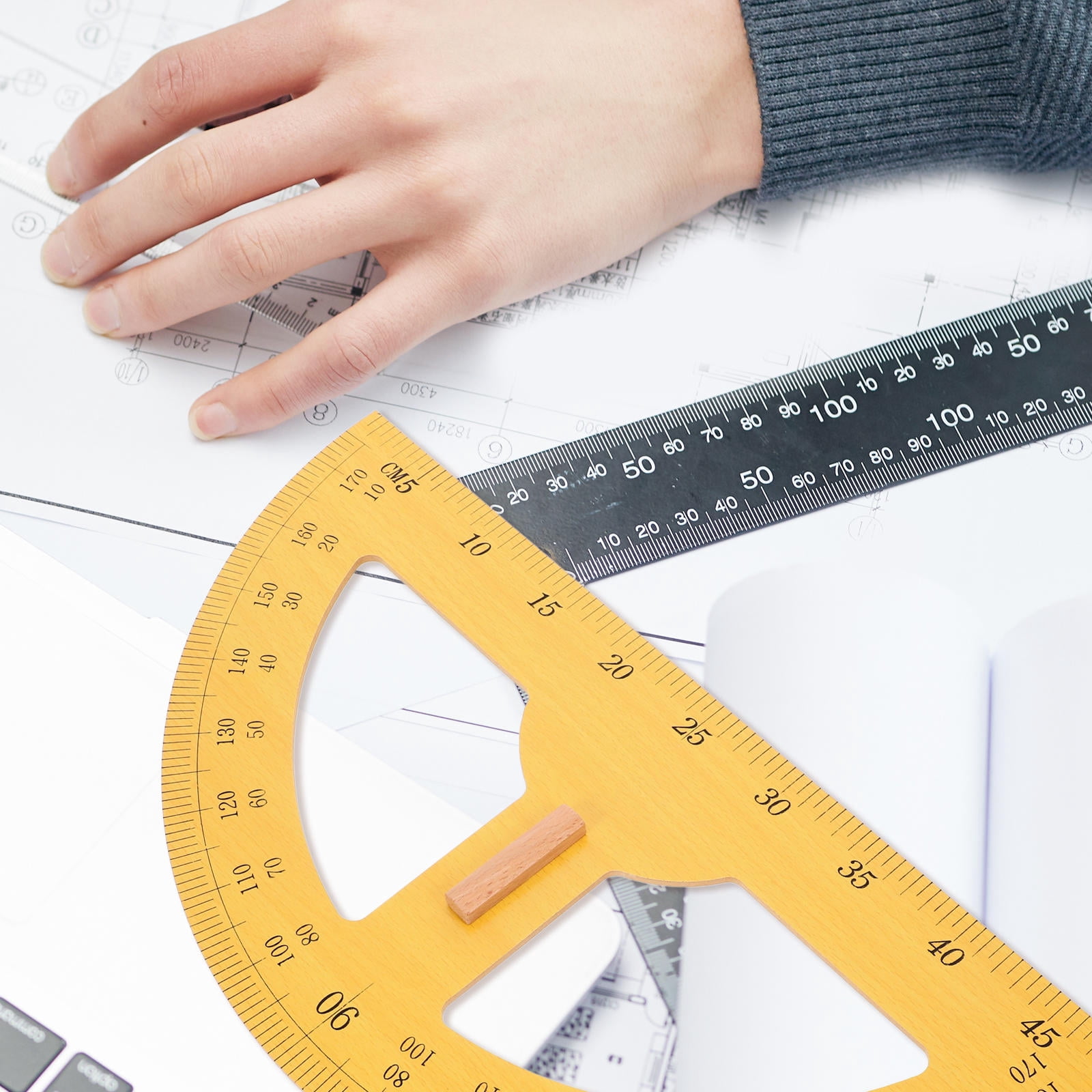 Worgeous 2pcs Giant Protractor Semi-circle Angle Protractor Measuring Tool 180 Degree Protractor