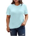 thumbnail image 1 of Tops de Color Sólido para las Mujeres, Manga Corta Cuello Redondo Suéter Blusa de Moda para el Hogar Y el Uso Diario, 1 of 9