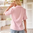 thumbnail image 2 of YYDGH Womens Short Sleeve Button DownShirts V Neck Collared Work Office Shirt Tops Pink L, 2 of 7
