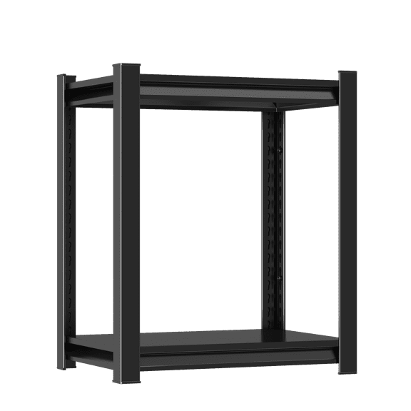 2-Tier Garage Shelving Heavy Duty Metal Shelving 1000LBS Storage Shelves 22" H x 16" W x 16" D Adjustable Metal Shelves for Storage Large Garage Shelf for Warehouse Basement Black