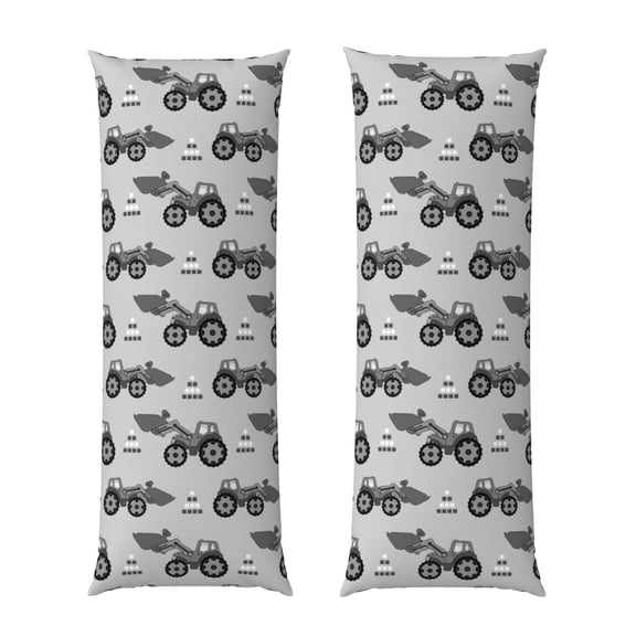Picia Gray Tractor Body Pillow Cover - Super Soft Microfiber 20x54 Body Pillow Case - Envelope Closure, Wrinkle, Stain Resistant Body Pillow Cover,Elegant Bedding