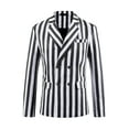 thumbnail image 5 of INSPIRE CHIC Striped Blazers for Men's Peak Lapel Sports Coat Double Breasted Business Stripes Suit Jacket M Black White, 5 of 6