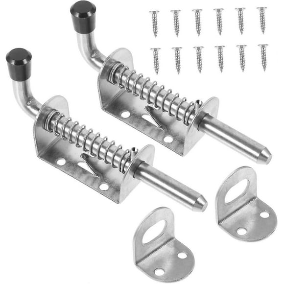2 Sets Barrel Bolt Latch Heavy Duty Spring Latch for Gate Spring Latch Bolt
