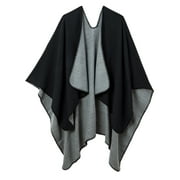 FUTATA Women's Blanket Scarf Cardigans Elegant Shawl Wraps Open Front Wraps Poncho Cape for Fall and Winter (Black)