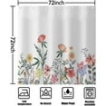 thumbnail image 3 of Zrodlmo White Floral Shower Curtain with Hooks, Water-Repellent Fabric Bathroom Curtain, 72"x 72", Red Flower, 3 of 8