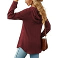 thumbnail image 5 of SHIBEVER Hoodies for Women Long Sleeve Shirts Loose Fit Pullover V Neck Tops Fashion Button Casual Sweatshirts Solid Color Winered Tshirt Size M, 5 of 5
