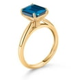 thumbnail image 4 of Gem Stone King 10K Yellow Gold London Blue Topaz Solitaire Engagement Ring for Women (2.71 Cttw, Emerald Cut 9X7MM, Gemstone November Birthstone, Available in Size 5, 6, 7, 8, 9), 4 of 7