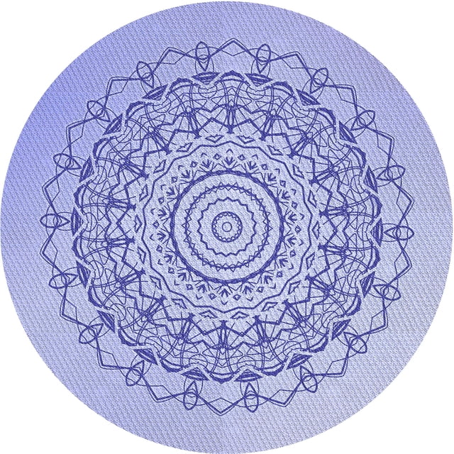 Ahgly Tapis Rond Lavable en Machine Intérieur Transitionnel Bleu Ardoise Clair, 8 Pieds Rond