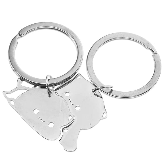 2 Pcs Cat Keychain Key Chain Keychain Couple Gift Key Ring Decor Cat Lover Keychain Miss