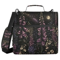 FORMRS Zipper Binder with Shoulder Strap 1.5-inch Ring 500 Sheet Capacity File Bag, Dark Gothic Floral