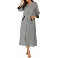 thumbnail image 2 of Oudiya Women Zipper Robe Loungewear Dress Full Length Nightgown Housecoat 3/4 Sleeves Sleepwear with Pockets, 2 of 5