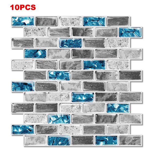 Pegatinas de pared 3D patrón de ladrillo calcomanías de pared PET papel tapiz sala de estar dormitorio decoraciones autoadhesivas 10 Piezas Sweethay HA007780-00