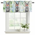 thumbnail image 2 of Easter Bunny Valances for Windows, Decorative Rod Pocket Window Valance Curtains, Spring Flowers Green Leaves Pastoral Plants Short Curtain Drapes for Kitchen/Living Room, 2 Panels, 60" W x 18" L, 2 of 8
