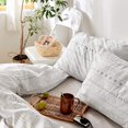 thumbnail image 3 of 3 Pcs Queen Boho Duvet Cover, Grey Geometric Pattern Printed on White Soft Mircofiber Bohemian Comforter Cover Bedding Set, 3 of 7