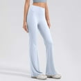 thumbnail image 4 of Kbndieu Light Blue Yoga Pants Women Wide Leg Solid Color High Waist Workout Flare Leggings Work Dress Pants for Women Tummy Control, 4 of 4