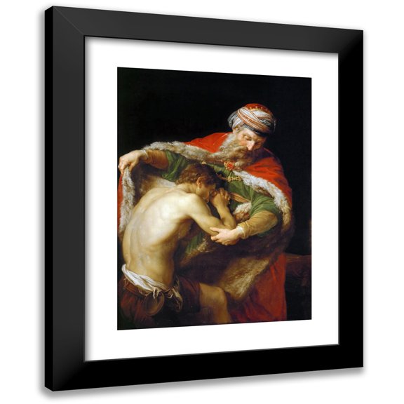 Pompeo Batoni 11x14 Black Modern Framed Museum Art Print Titled - The Return of the Prodigal Son (1773)