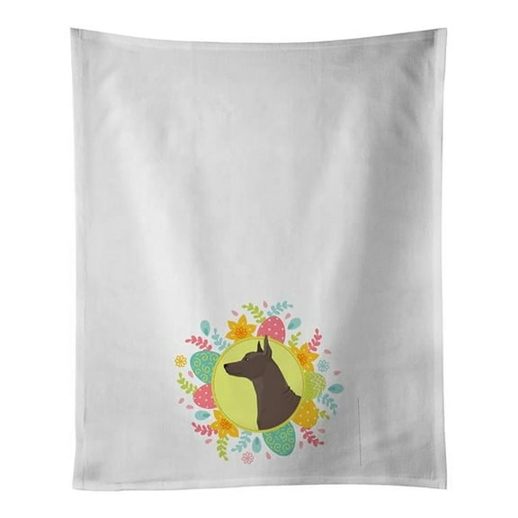 Carolines Treasures WDK3250WTKT 28 x 19 in. Unisex Mexican Hairless Dog Xolo Easter White Dish Towels Kitchen Towel - Set of 2