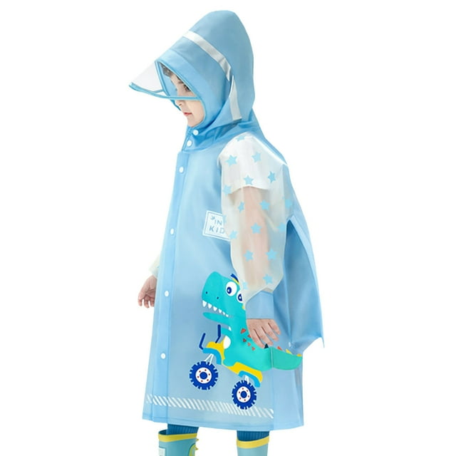 MIASHUI Imperméable pour Enfants Garçons Filles Poncho de Pluie Randonnée Camping Voyage École Activités, Bleu Clair, TTTG