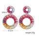 thumbnail image 2 of Pendientes colgantes de aro de rafia de ratán para mujer, pendientes geométricos hechos a mano coloridos con arcoíris, regalo para madre, hermana, ropa de verano, aro colorido MFZFUKR HMHZ577-2, 2 of 2