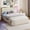 Beige, variant on Bioever Hydraulic Storage Full Bed Frame with LED Lighting, Charging Port, Large-Capacity Hidden Storage, Gray, Velvet