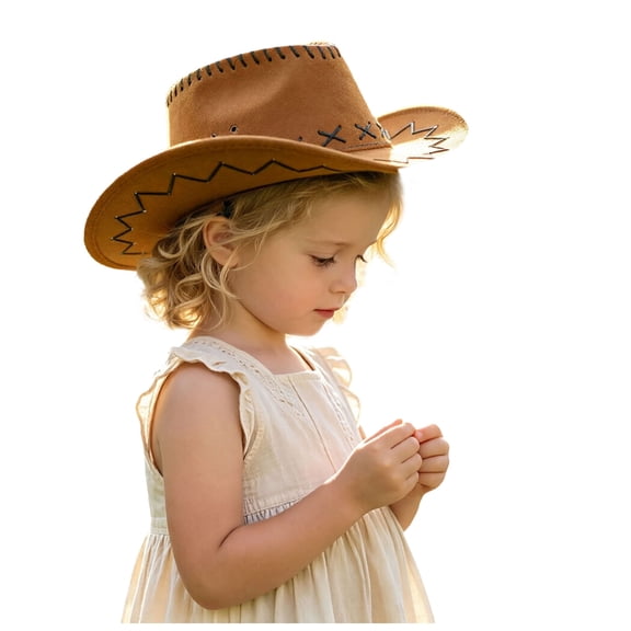 OJSFQUFP Kids Toddler Western Cowboy Hat Wide Brim Stylish Star Leather Cowboy Dress Up Hat