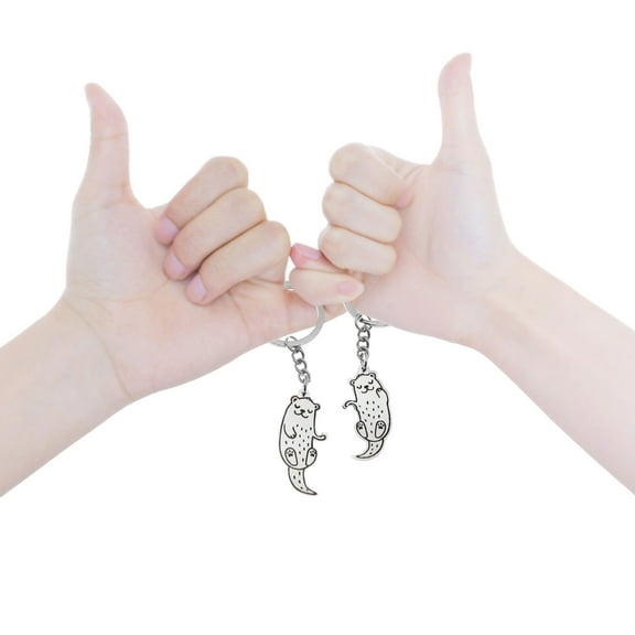 AOOOWER 2 Pieces Durable Metal Keyring Set Otters Souvenir Keychain Functional Accessories Key Holder Suitable for Keys and Bags