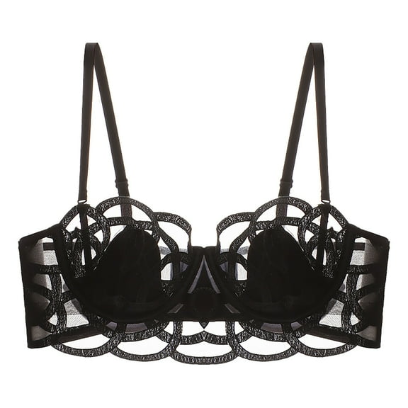 Wancir Women's Sexy Lace Push Up Plus Size Bra Sheer Balconette Underwire Unlined