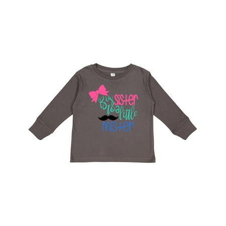 

Inktastic Big Sister to a Little Mister Bow and Mustache Gift Toddler Toddler Girl Long Sleeve T-Shirt