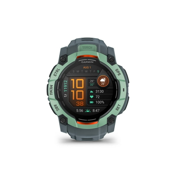Garmin Instinct 3 AMOLED Smartwatch 50 mm - Rugged Militart Spec 810, Compass, Barometric Altimeter | Neo tropic with twilight silicone band