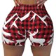 thumbnail image 2 of Balery Christmas Buffalo Plaid Pantalones cortos de entrenamiento estampados para mujer, sin costuras, ajustados, para gimnasio, yoga, correr, deportes, ejercicio activo, fitness.-X-Large, 2 of 8