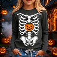 thumbnail image 2 of WhouRiu Girls Halloween Skeleton Graphic Tees Long Sleeve Crew Neck Tshirt Fall T Shirts 3-14 Years, 2 of 5