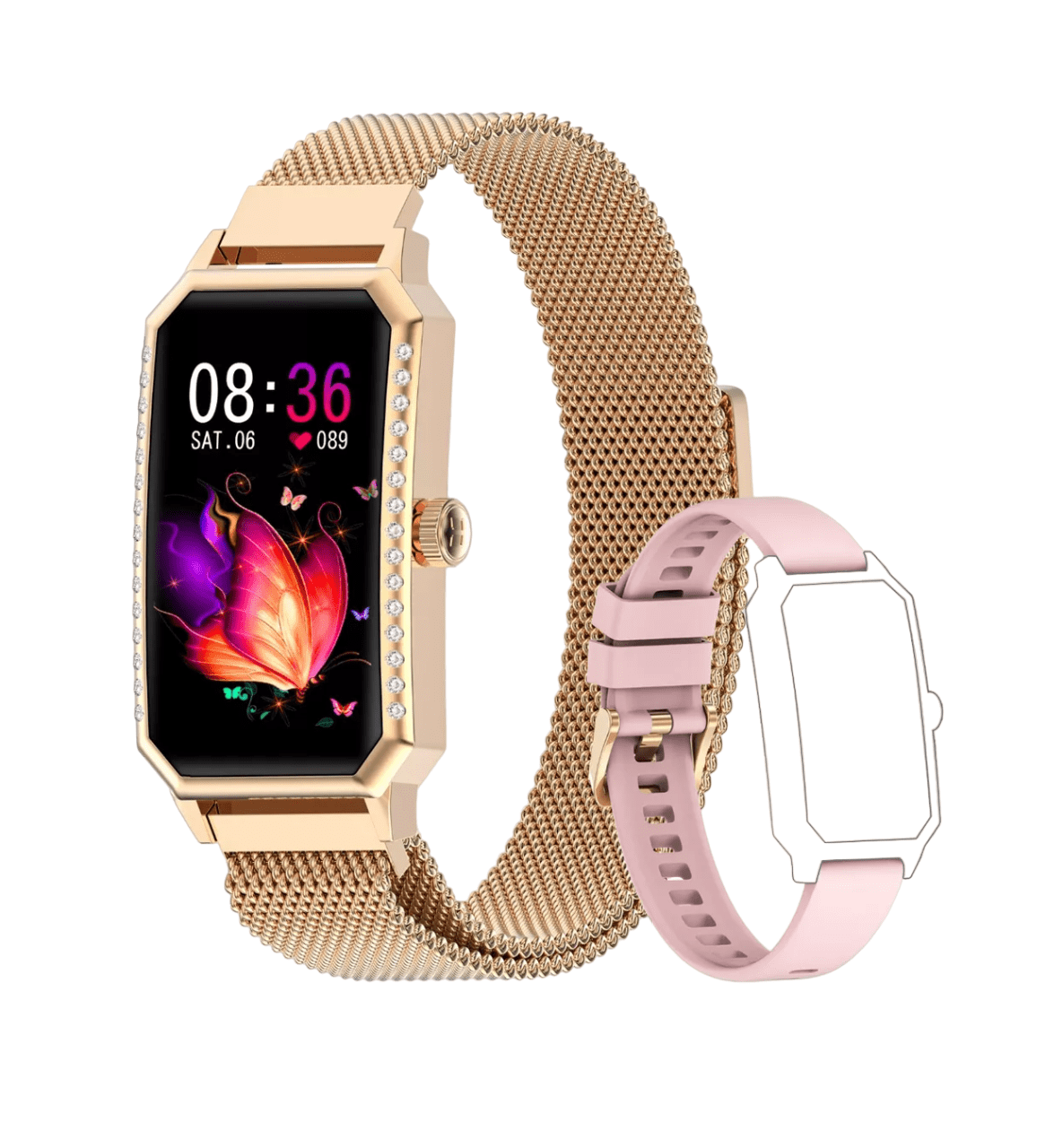 Reloj Inteligente Bluetooth Para mujer Smartwatch Cuadrado Dorado Bodega Aurrera en linea