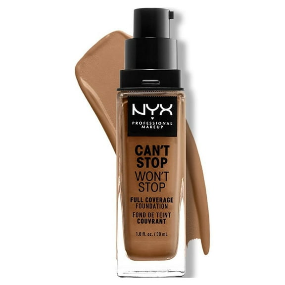 NYX Professional Makeup Can't Stop Won't Stop 24hr Full Coverage Liquid Foundation, Matte Finish, Waterproof, Warm Honey