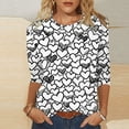 thumbnail image 4 of Xuyuer Women's Casual 3/4 Sleeve T-Shirts Round Neck Cute Tunic Tops Basic Tees Blouses Business Work Tee Top Summer Tunic Tops Dressy T-Shirts Pleated Shirts Fit Pullover Tshirts, 4 of 8