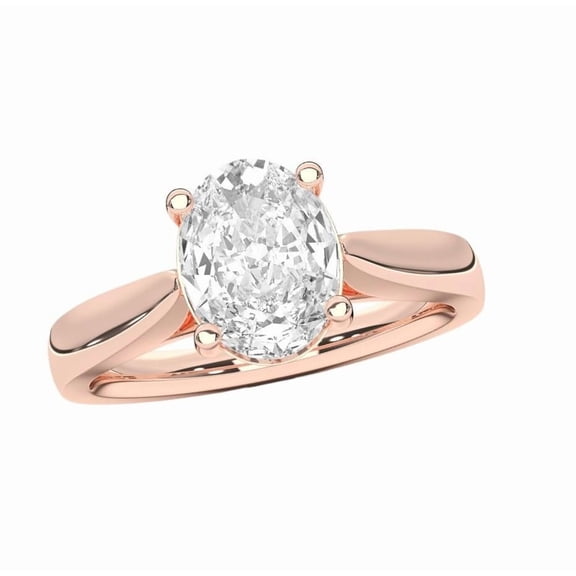 KEEVA JEWELS IGI Certified 1.50 Carat Oval Shape F/VS Lab Grown Diamond Solitaire Engagement Ring for Women, Made in Rose Gold Plated Silver Size 6.5