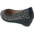 thumbnail image 3 of Link Fisher-3K Girl's Slip On Rhinestone Wrapped Wedge Heel Party Shoes, Black, 11, 3 of 7