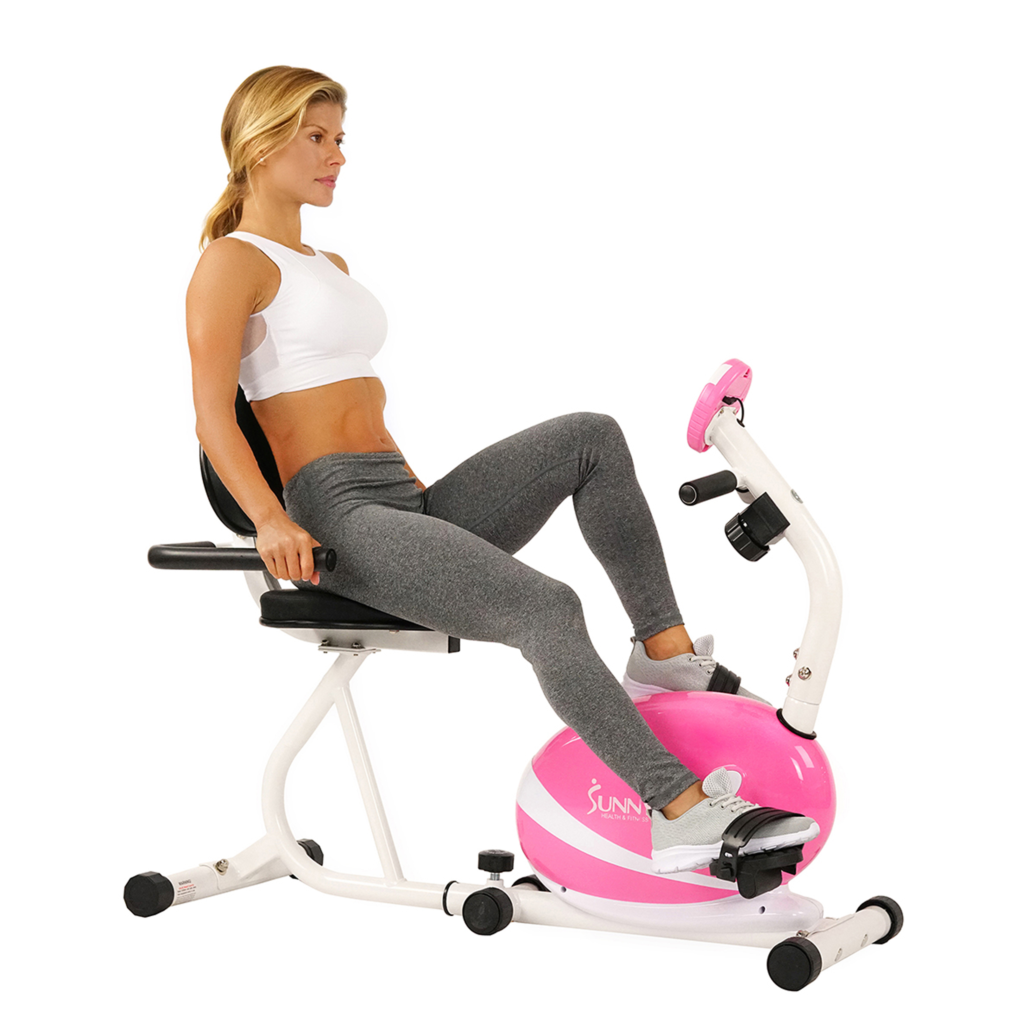 Sunny Health & Fitness Magnetic Stationary Recumbent Exercise Bike, 220 lb Capacity, LCD Monitor, and Pulse Rate Sensor, P8400 - image 6 of 9