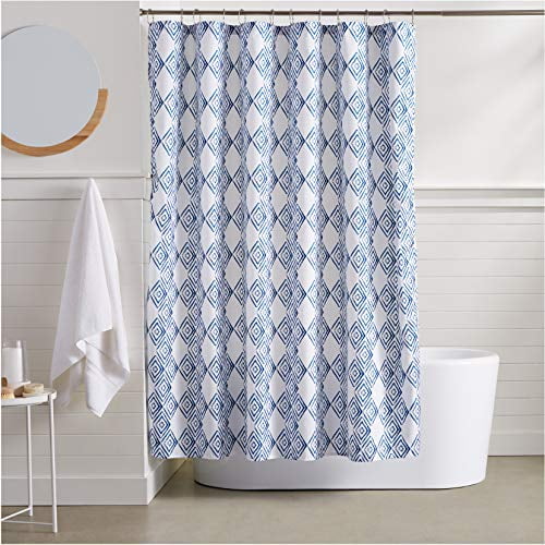 Basics Blue Diamond Bathroom Shower, Blue Bathroom Shower Curtains