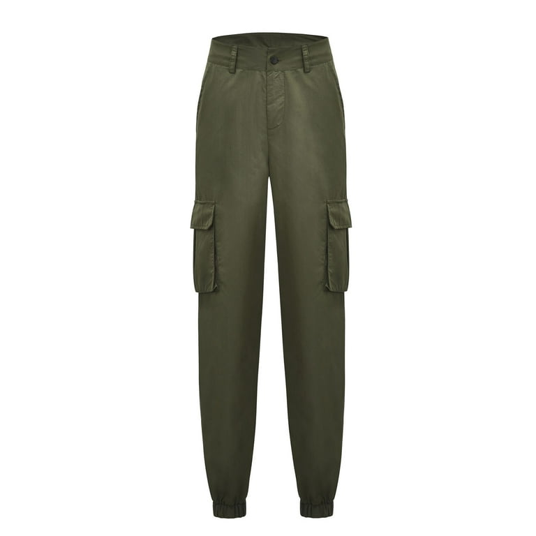 Deals of the Week ! BVnarty Discount Cargo Pants for Women Sports Overalls  Solid Color Comfy Lounge Casual Fashion Fall Winter Long Trousers Pocket  Army Green L 