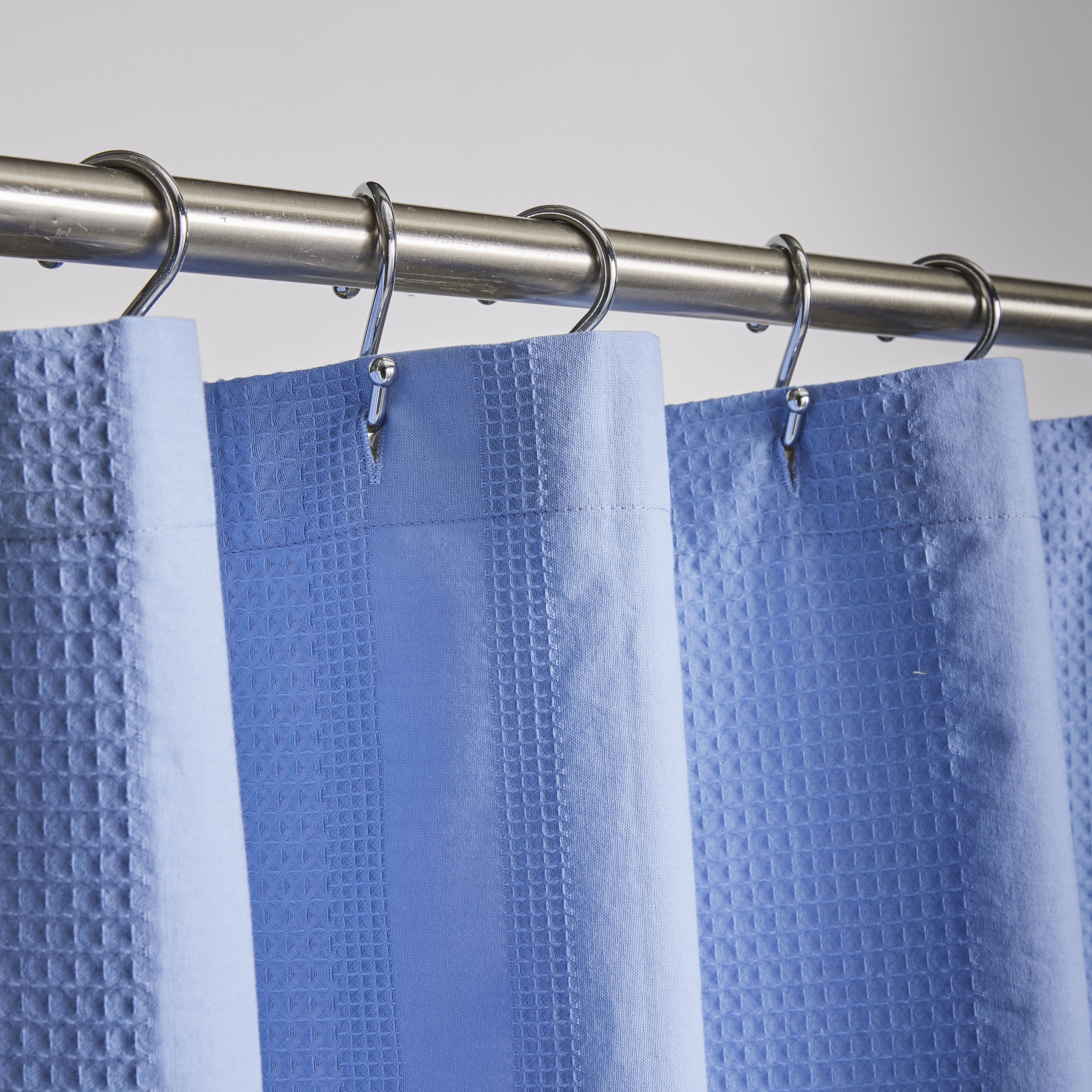Better Homes & Gardens Blue Water Waffle Stripe Shower Curtain, 72 in x 72 in